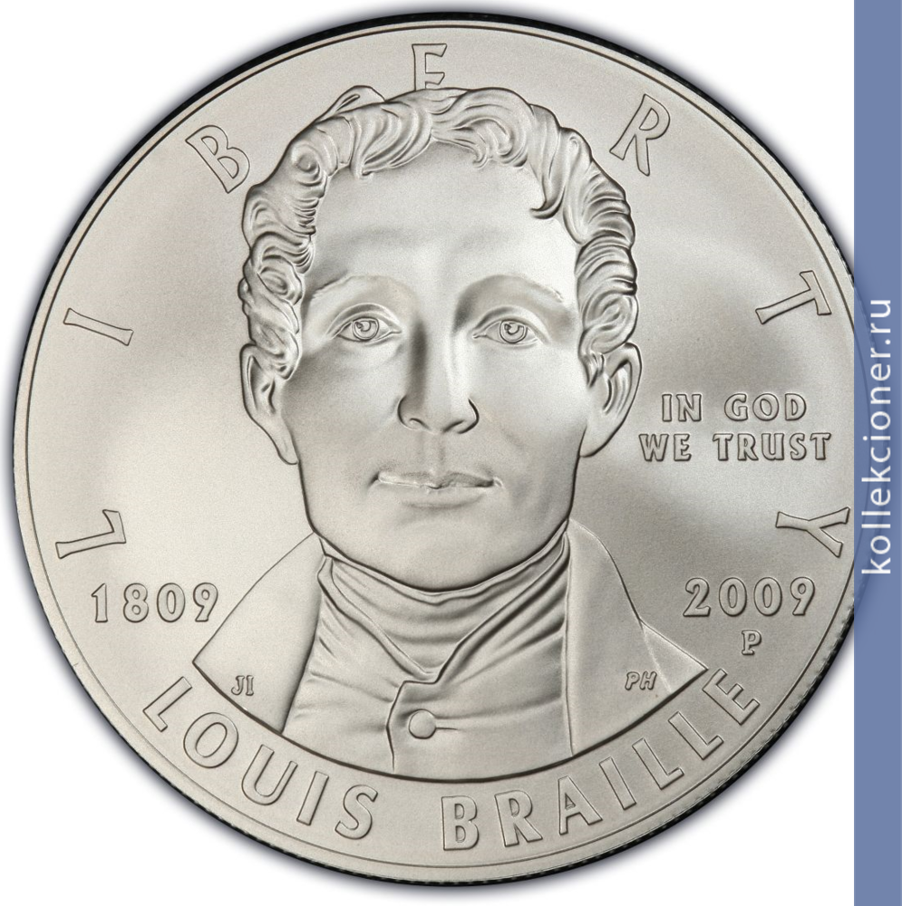 Full 1 dollar 2009 goda lui brayl 200 let so dnya rozhdeniya