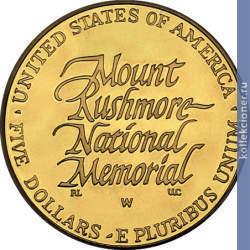 Full 5 dollarov 1991 goda 50 let natsionalnomu memorialu rashmor