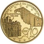 Thumb 10 evro 2008 goda 10 letie tsentralnogo banka lyuksemburga