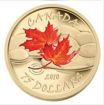 Thumb 75 kanadskih dollarov 2010 goda klenovye listya osen