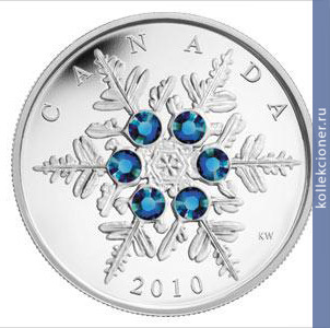 Full 20 dollarov 2010 goda sinyaya snezhinka s kristallami